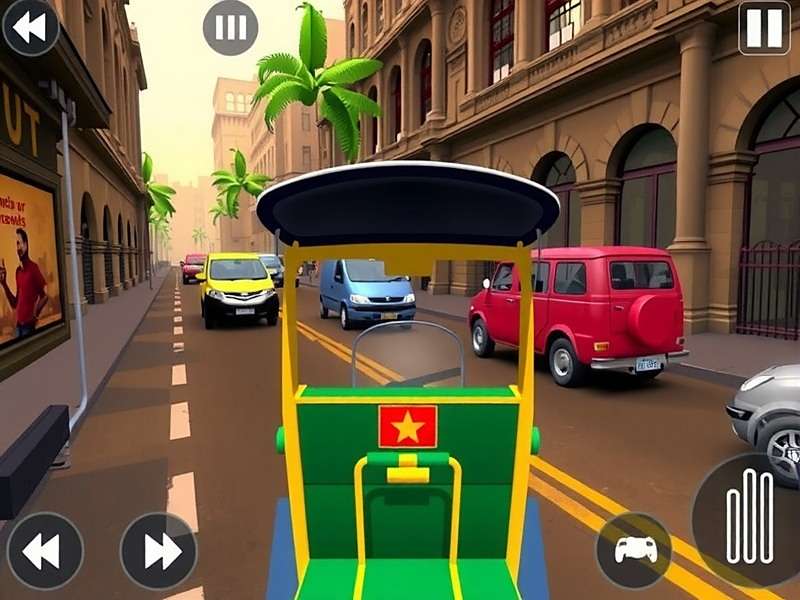 Rickshaw Express India gameplay showing a rickshaw in Mumbai's Colaba area